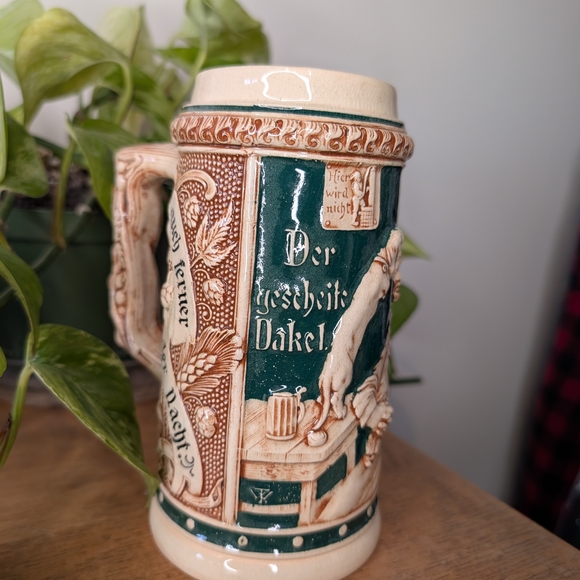 Intricate Ceramic Beer Stein with German Script - Picture 3 of 5